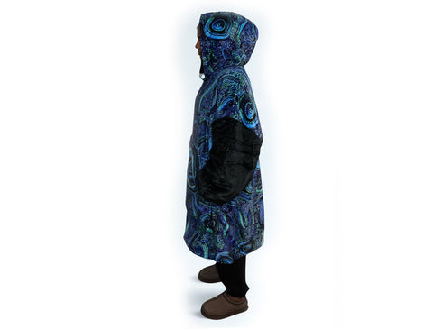 Blue Rain Oversize Hooded Blanket