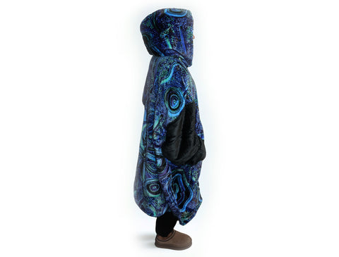 Blue Rain Oversize Hooded Blanket