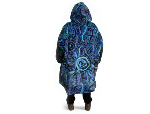 Blue Rain Oversize Hooded Blanket
